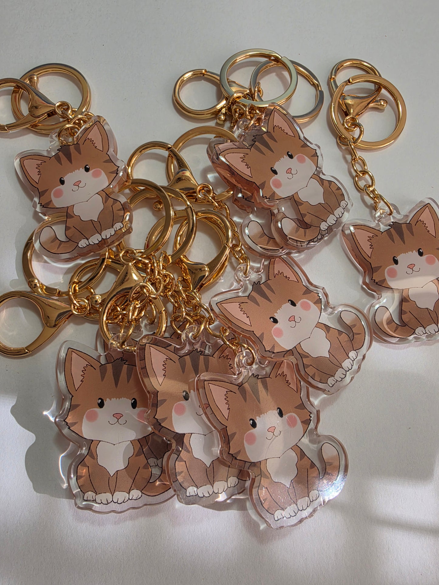 Pet Keychain 086 - Brown and White - Cat