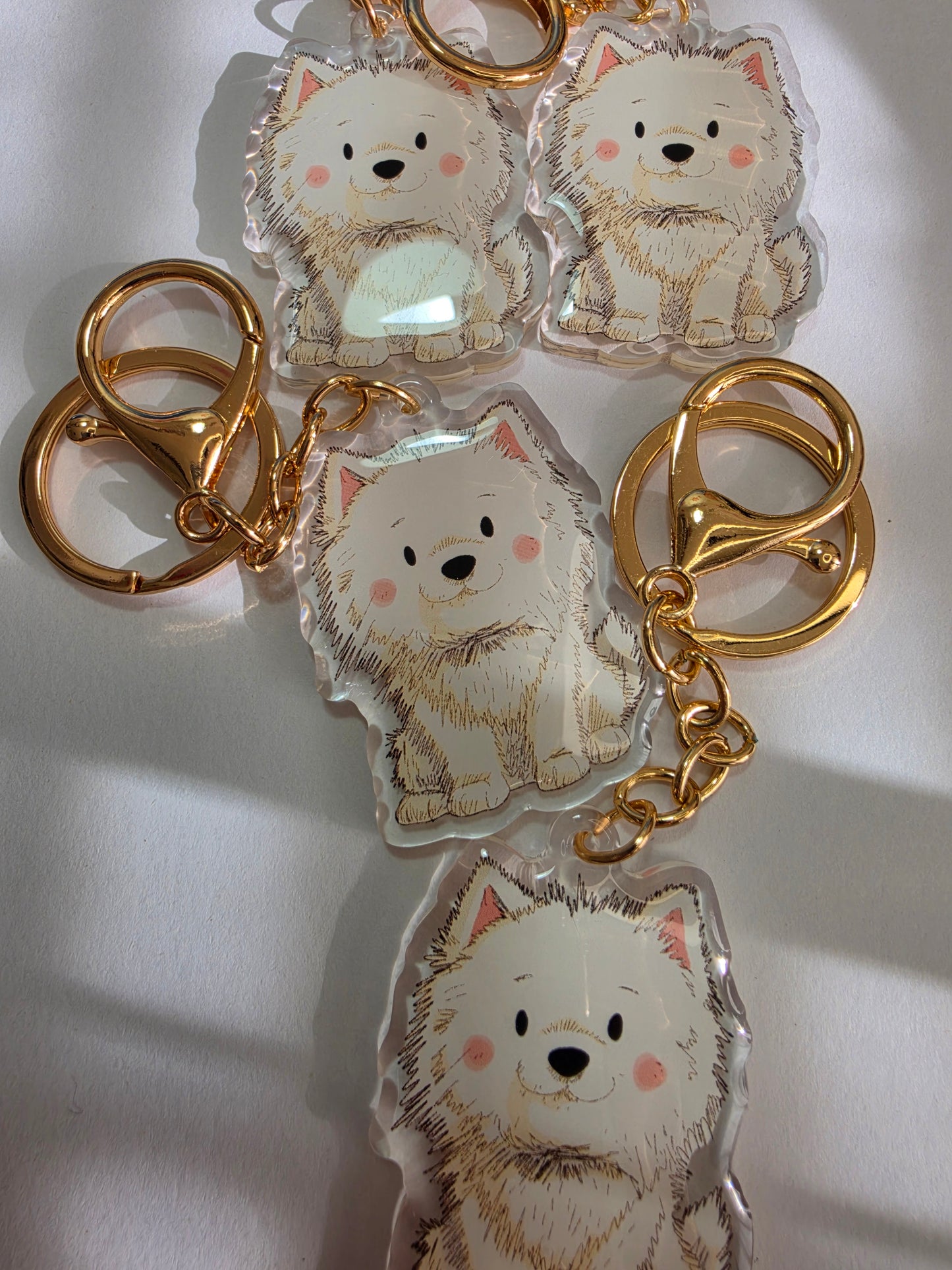 Pet Keychain 056 - White - Pomeranian