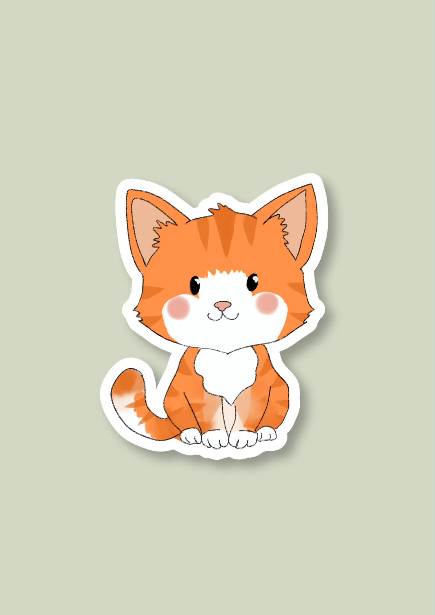 Pet Sticker – 084 Cat Ginger and White