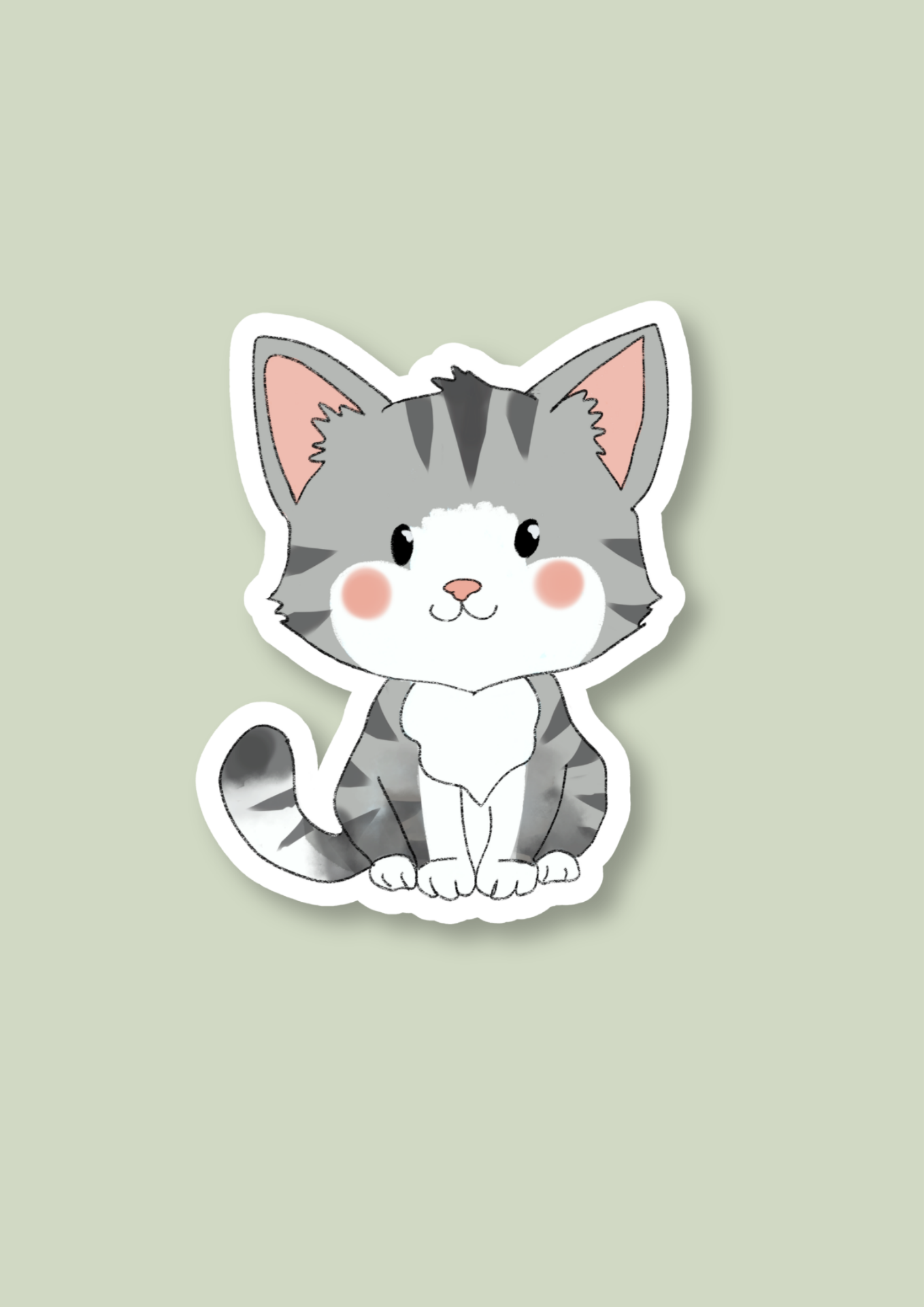 Pet Sticker – 082 Cat Grey and White