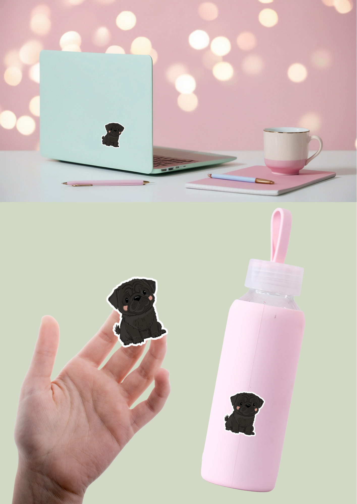 Pet Sticker – 047 Pug Black