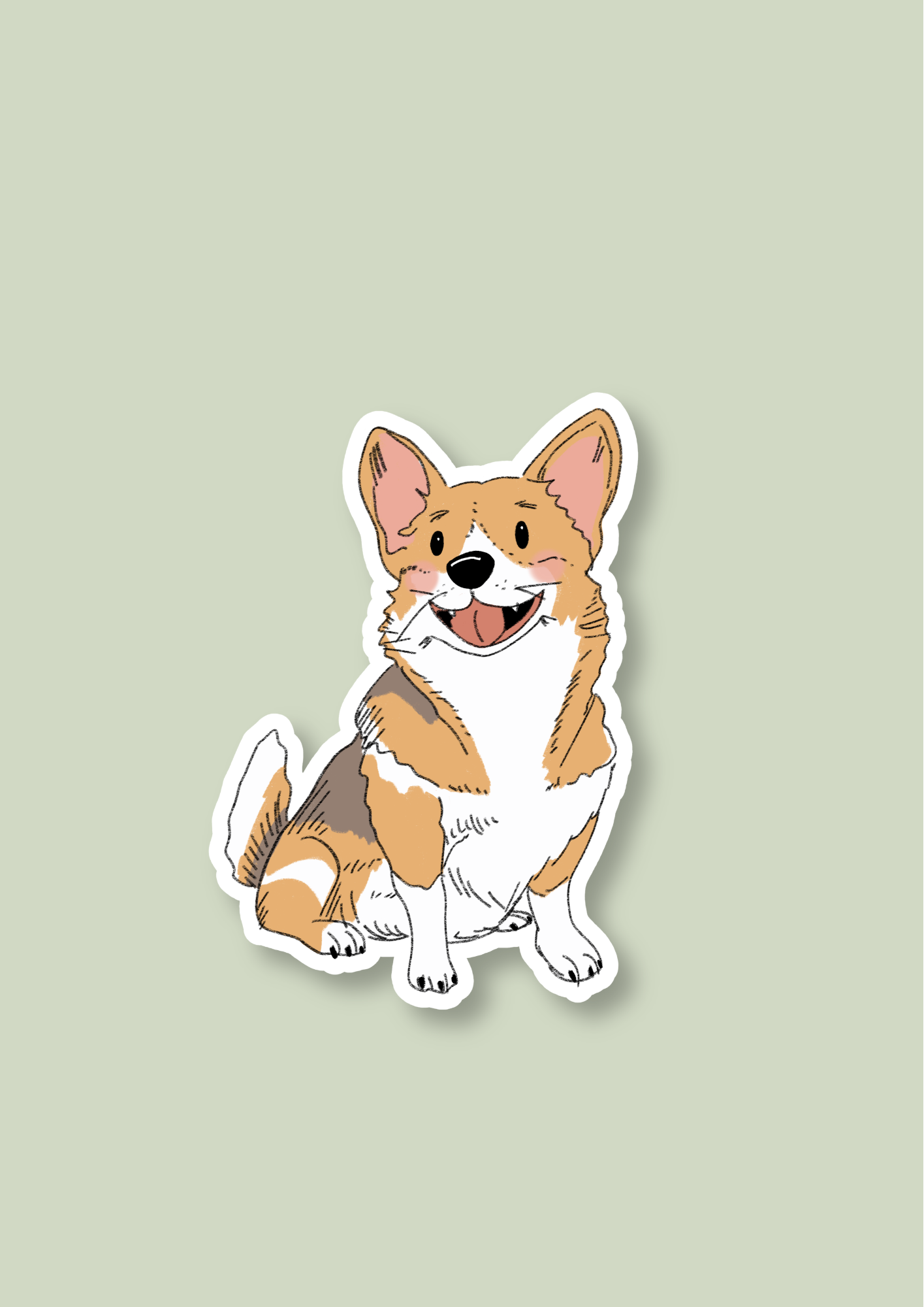 Pet Sticker – 064 Corgi Cream