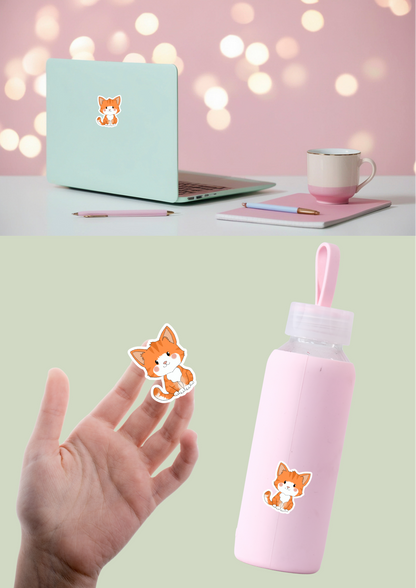 Pet Sticker – 084 Cat Ginger and White