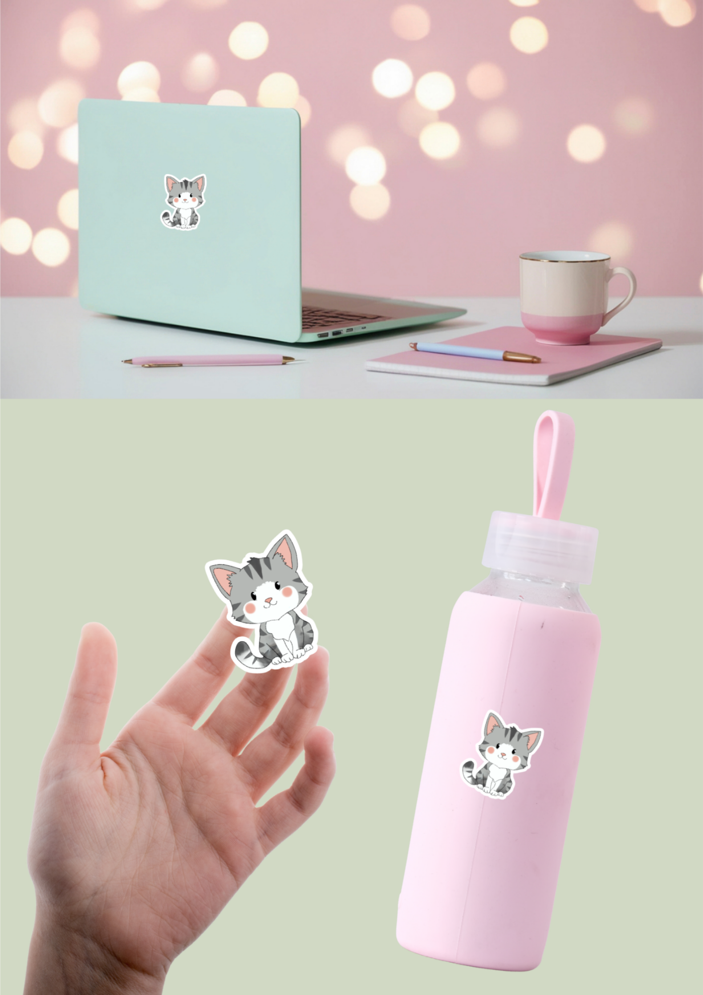 Pet Sticker – 082 Cat Grey and White