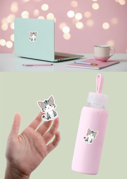 Pet Sticker – 082 Cat Grey and White