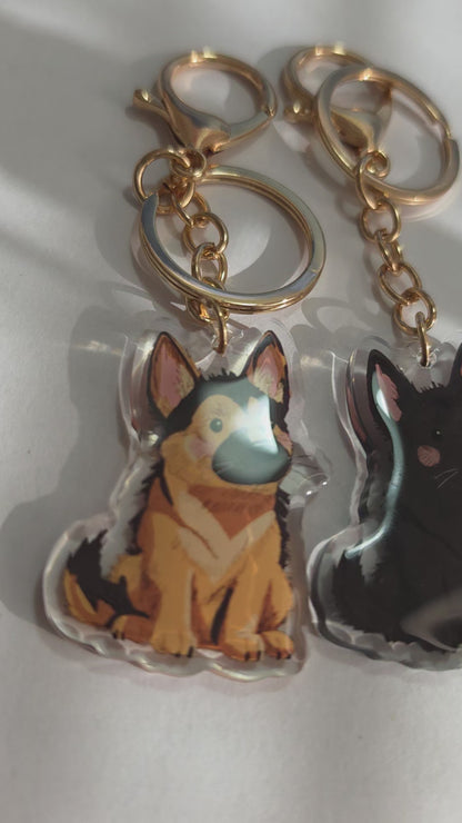 Pet Keychain 024 - Black - German Shepherd