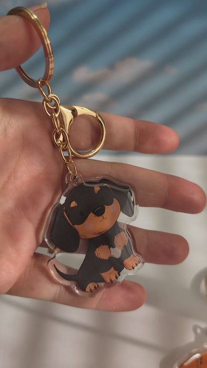 Pet Keychain 010 - Black and Tan - Dachshund