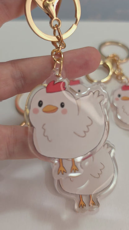 Pet Keychain 094 - White - Chicken