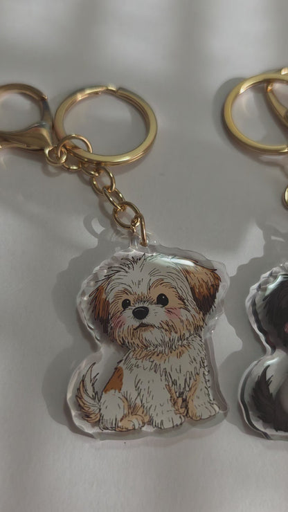 Pet Keychain 059 - White - Shih Tzu