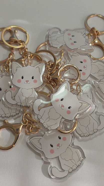 Pet Keychain 078 - White - Cat