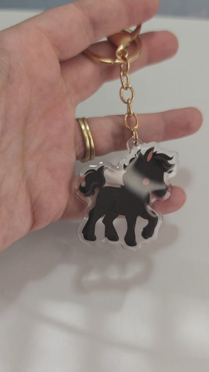 Pet Keychain 102 - Black - Horse