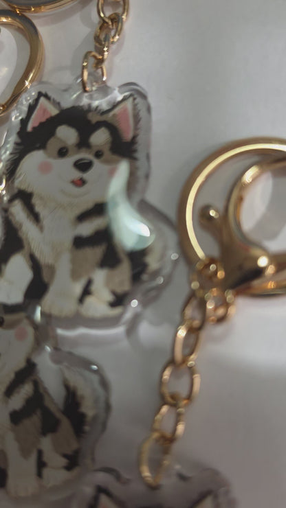 Pet Keychain 076 - Black and White - Huski