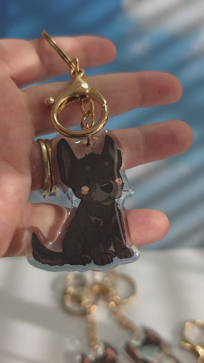 Pet Keychain 025 - Black - Kelpie