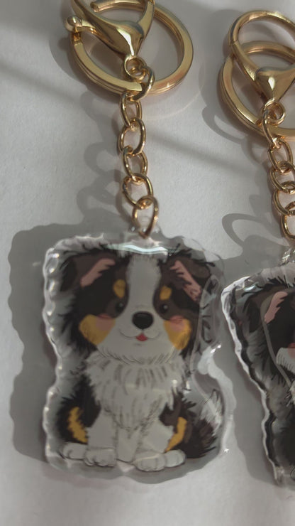 Pet Keychain 043 - Black and White - Border Collie