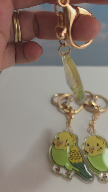 Pet Keychain 090 - Green Budgie - Bird
