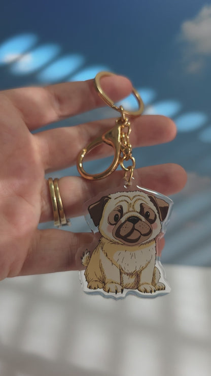 Pet Keychain 048 - Cream - Pug