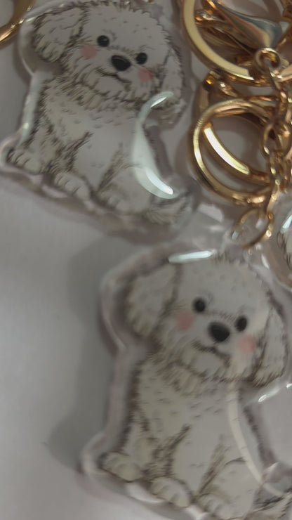 Pet Keychain 058 - White - Bichon Frise
