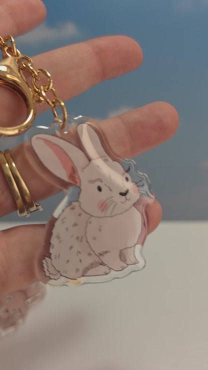 Pet Keychain 107 - White - Rabbit