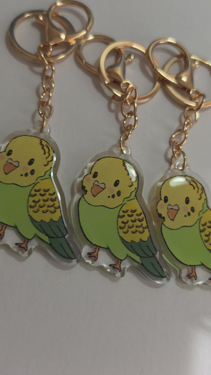 Pet Keychain 090 - Green Budgie - Bird
