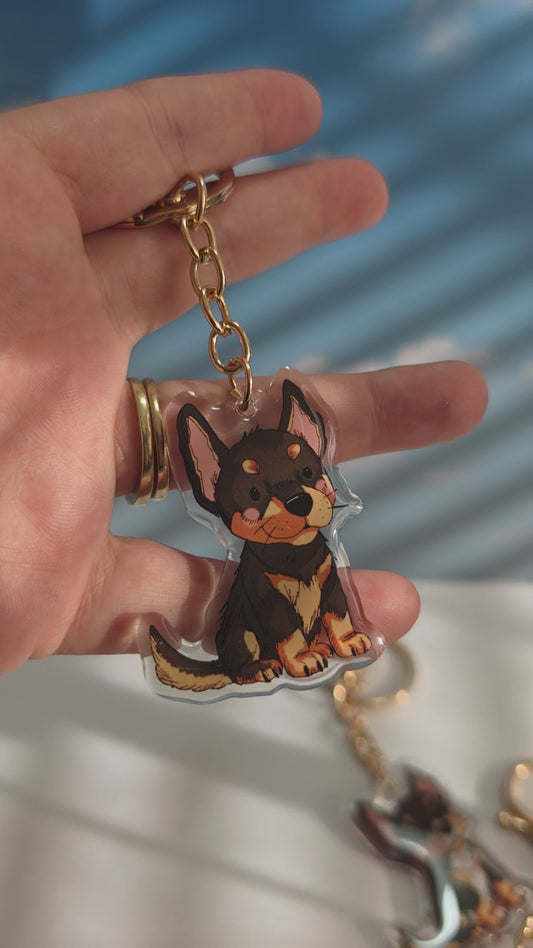 Pet Keychain 026 - Black and Tan - Kelpie