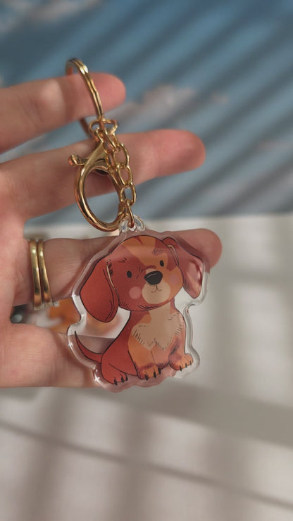Pet Keychain 011 - Red - Dachshund