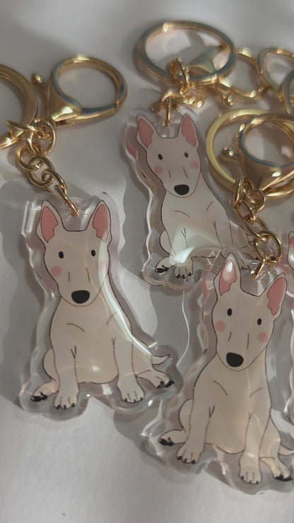 Pet Keychain 040 - White - Bull Terrier