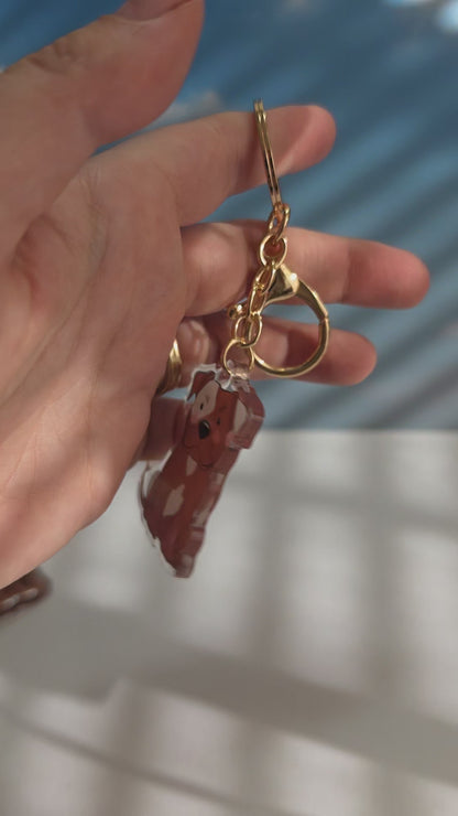Pet Keychain 005 - Tan and White - Staffordshire Bull Terrier