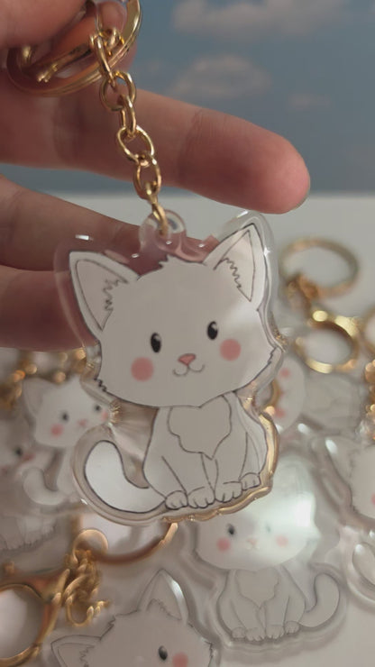 Pet Keychain 078 - White - Cat