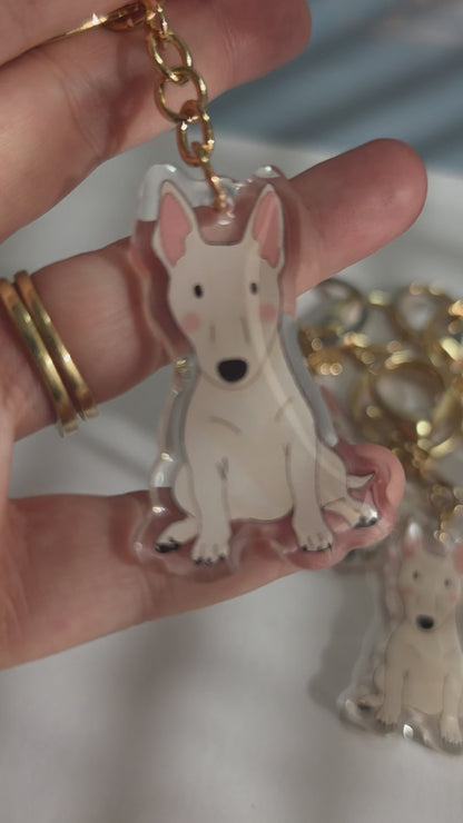 Pet Keychain 040 - White - Bull Terrier