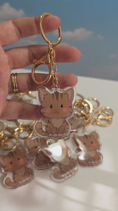 Pet Keychain 085 - Brown - Cat