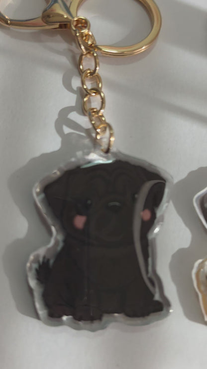 Pet Keychain 047 - Black - Pug