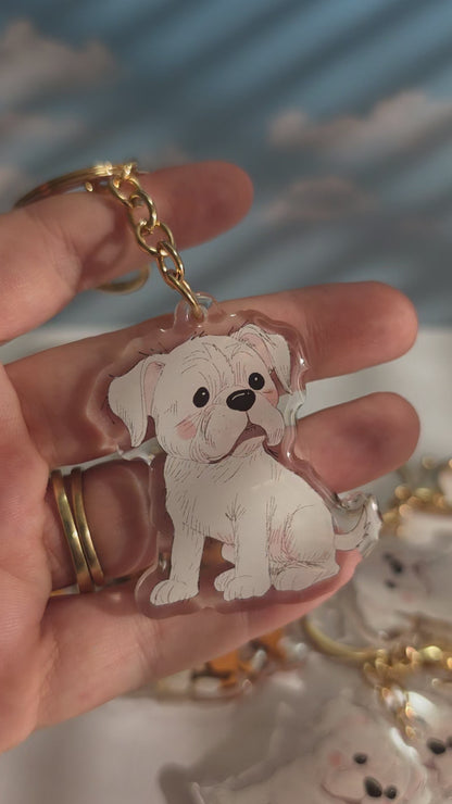 Pet Keychain 038 - White - Boxer