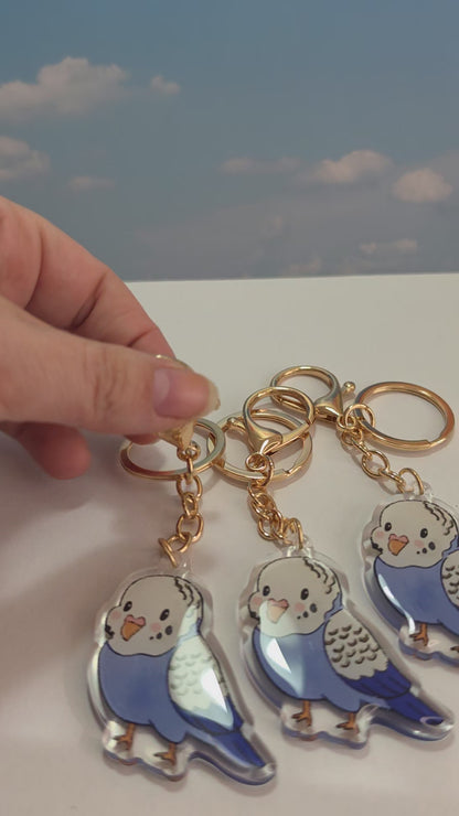 Pet Keychain 091 - Blue Budgie - Bird