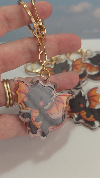 Pet Keychain 096 - Black - Dragon