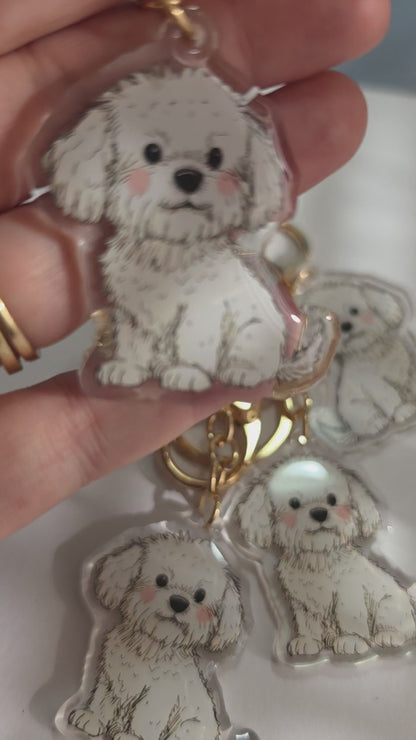 Pet Keychain 058 - White - Bichon Frise