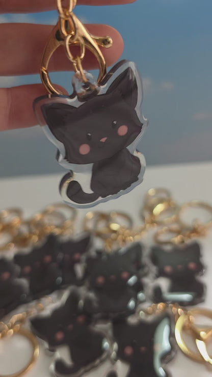 Pet Keychain 077 - Black - Cat