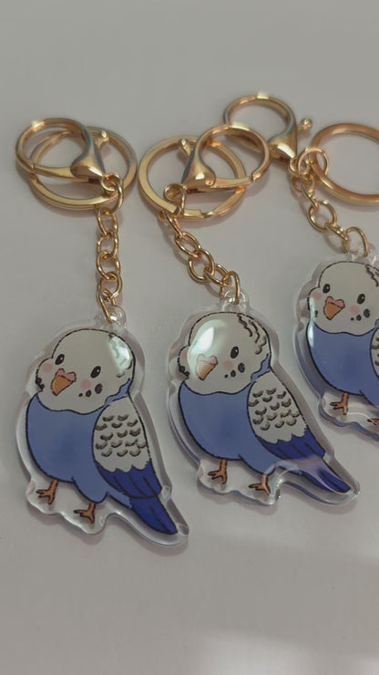 Pet Keychain 091 - Blue Budgie - Bird