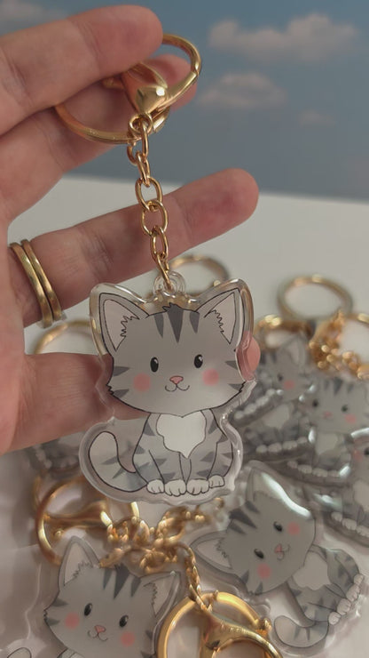Pet Keychain 081 - Grey - Cat