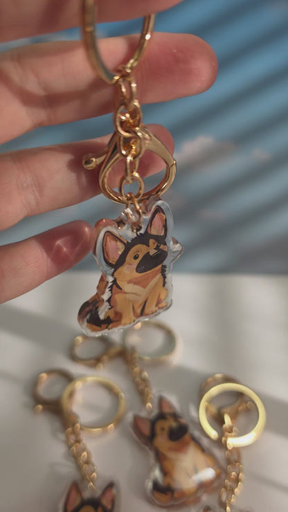Pet Keychain 023 - Tan and Black - German Shepherd