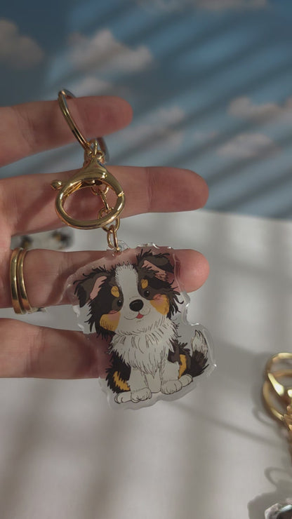 Pet Keychain 044 - Black Tricolour - Border Collie