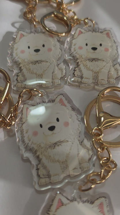 Pet Keychain 056 - White - Pomeranian