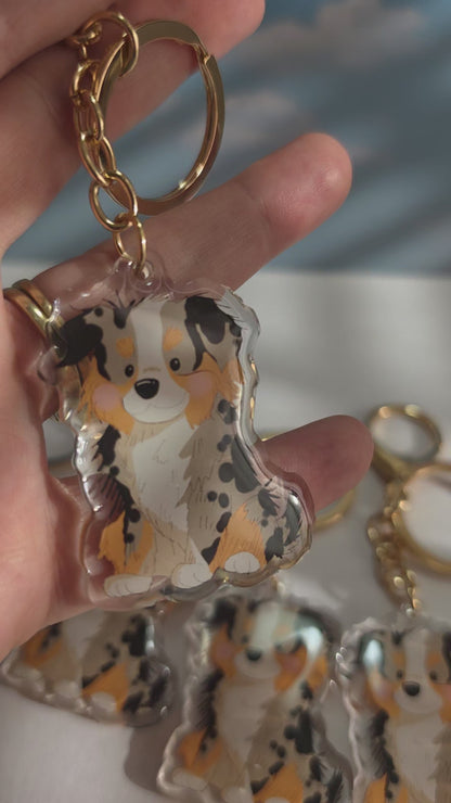 Pet Keychain 036 - Blue Merle - Aussie Shepherd