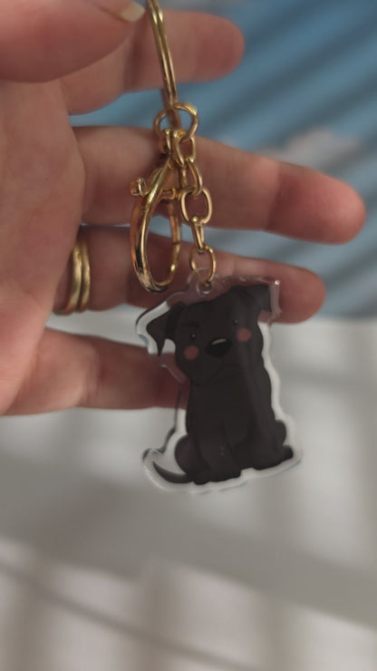 Pet Keychain 002 - Black - Staffordshire Bull Terrier
