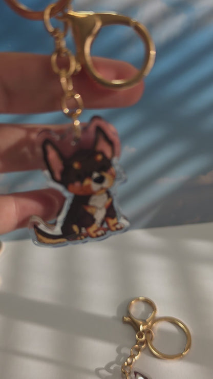 Pet Keychain 029 - Black Tricolour - Kelpie