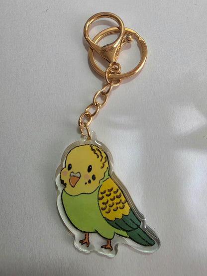 Pet Keychain 090 - Green Budgie - Bird