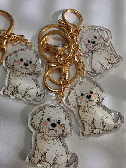 Pet Keychain 058 - White - Bichon Frise