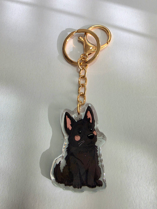 Pet Keychain 024 - Black - German Shepherd