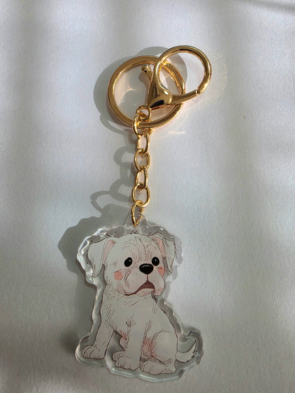 Pet Keychain 038 - White - Boxer