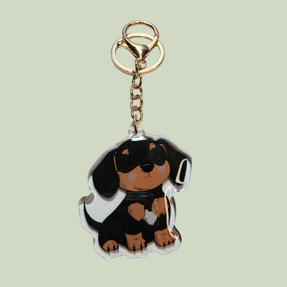 Pet Keychain 010 - Black and Tan - Dachshund