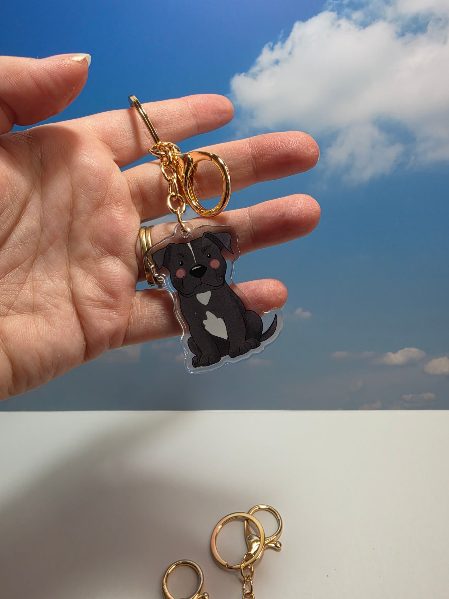 Pet Keychain 001 - Tuxedo - Staffordshire Bull Terrier